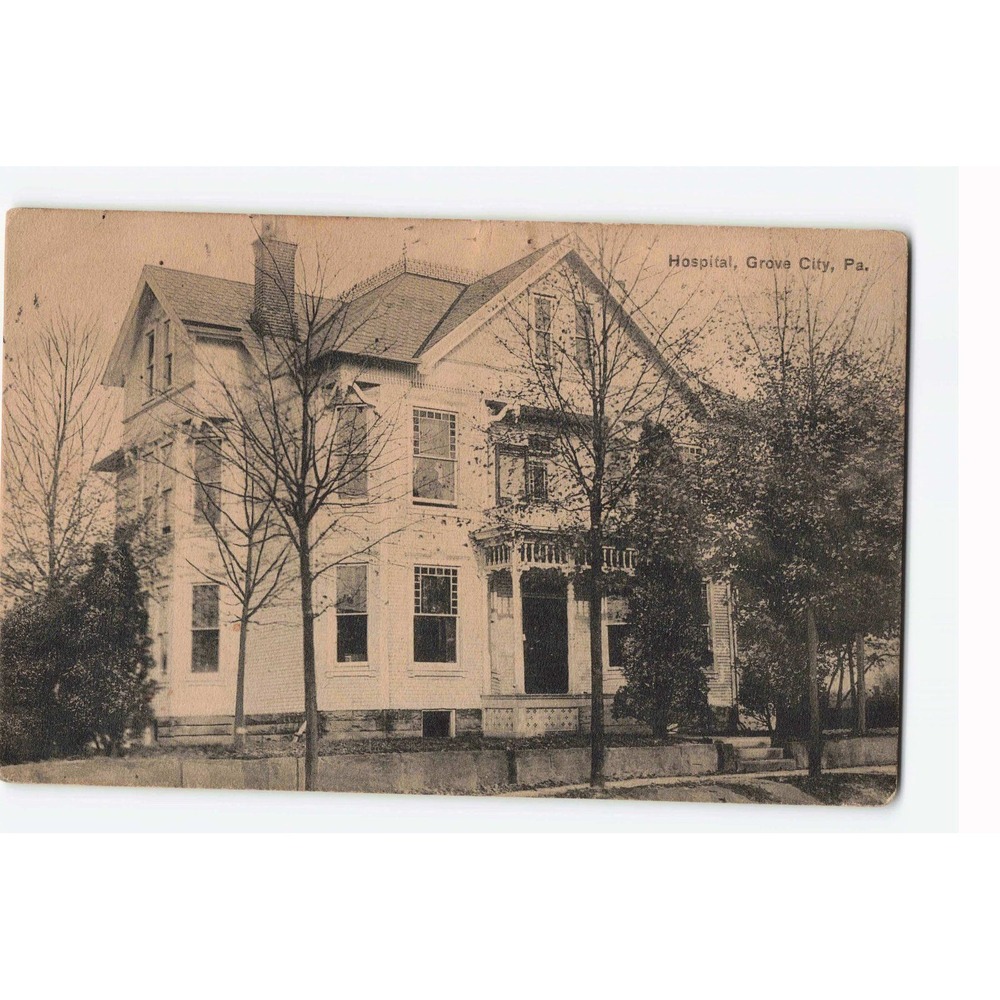 Vintage 1910 Hospital Grove City PA Postcard Sepia Architecture Harry H Hamm